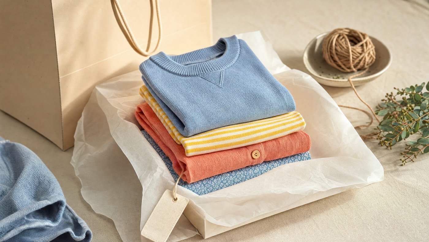 Premium folded kidswear with gift-style packaging